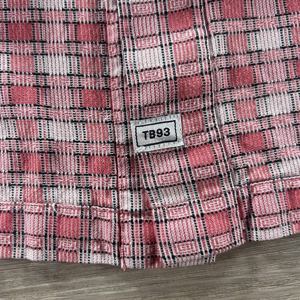 Tommy Bahama XL Pink Silk Plaid Short Sleeve Button Up Retro Groovy Beach - Picture 5 of 10